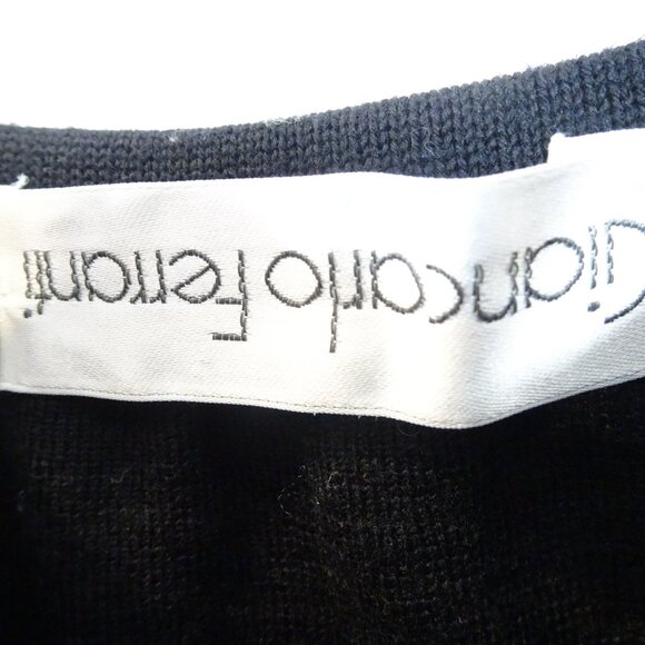 VTG Italian Merino Wool Pencil Skirt Black Knee Length Giancarlo Ferranti Size M - Picture 5 of 6